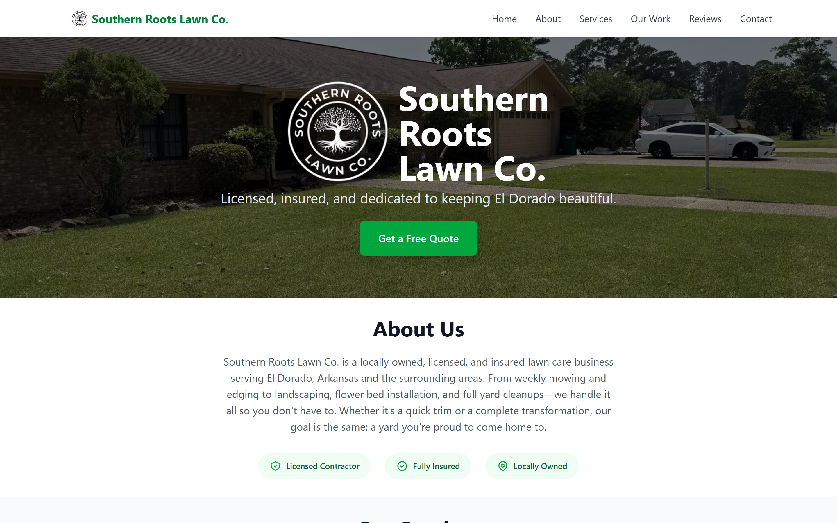 Screenshot of Southern Roots Lawn Co.